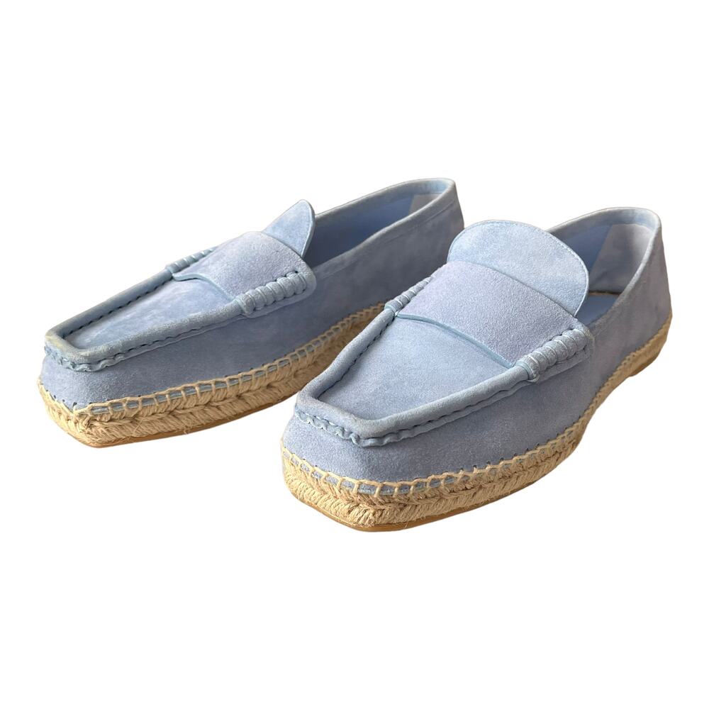 Lafayette 148 New York Blue Suede Espadrilles Loafers Shoes Size 40